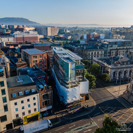 Aerial View of Transport House Belfast in July 2025 as Restoration Progresses