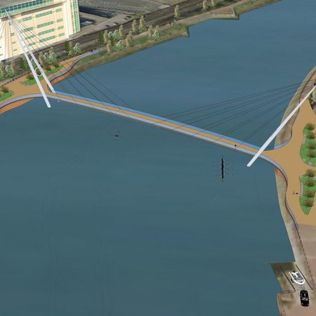 An image of Lagan pedestrian and cycle bridge